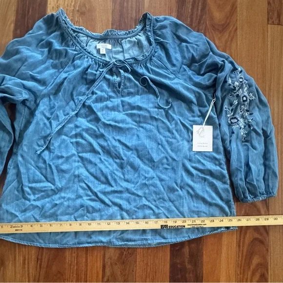LC Lauren Conrad Blue Blouse with Embroidery - Picture 5 of 9